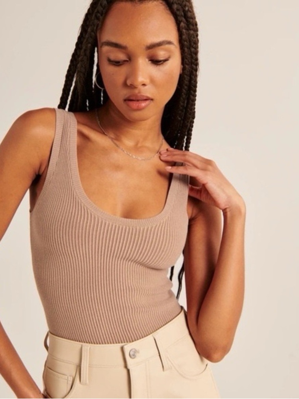 Abercrombie & Fitch Ottoman Scoopneck Bodysuit Small Brown NWOT